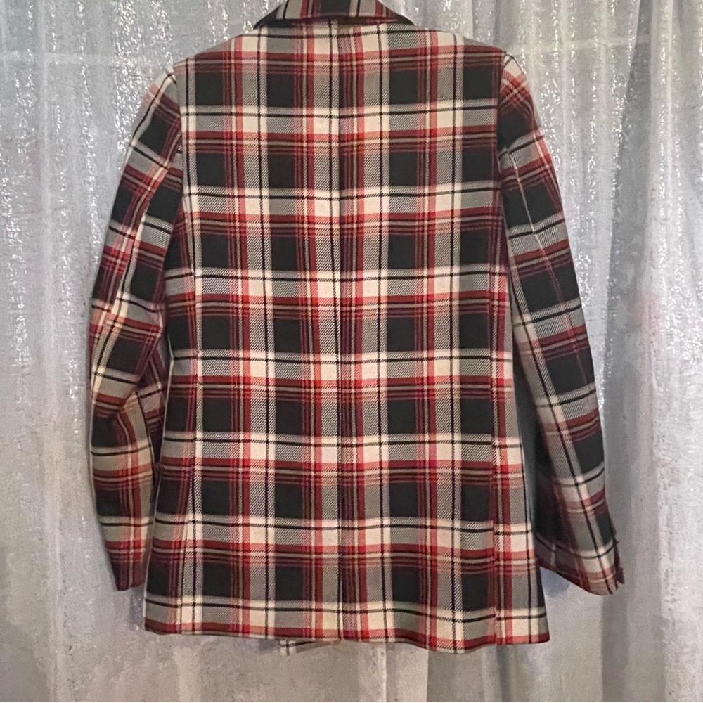 Oversize Women’s Red and Black Plaid Blazer Size 2 - Picture 2 of 6